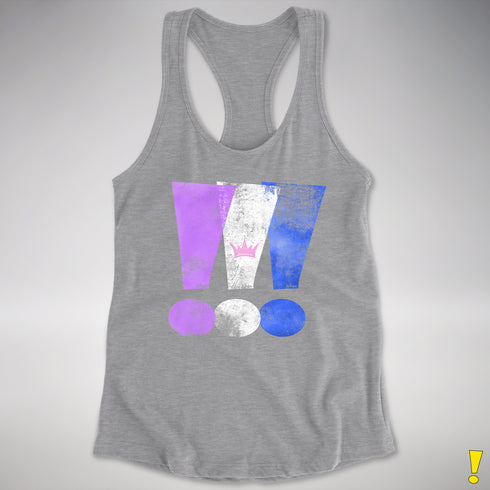 Drag Pride Grunge Exclamation Points Racerback Tank - Heather Grey